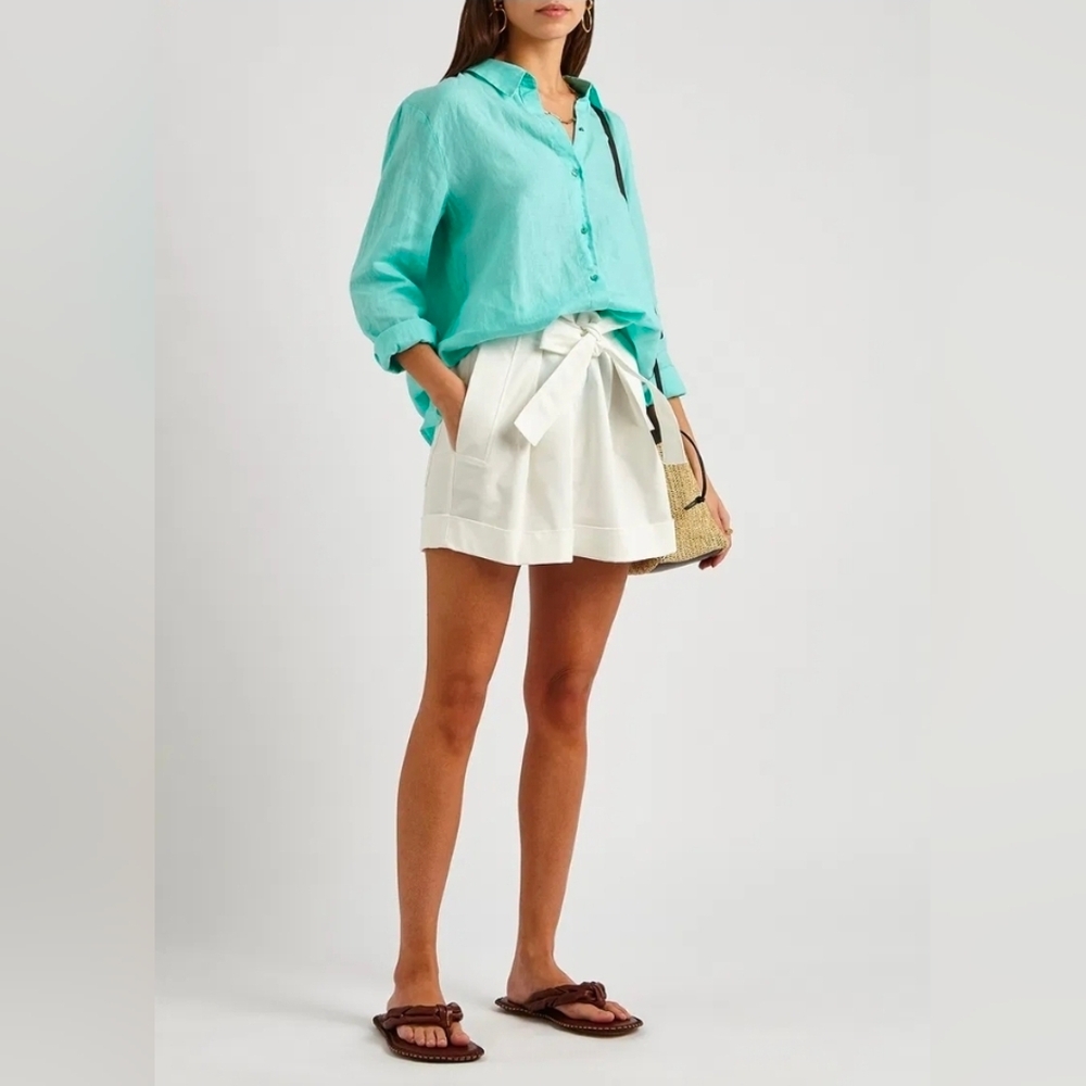 EILEEN FISHERTurquoise Linen Shirt Size XS
